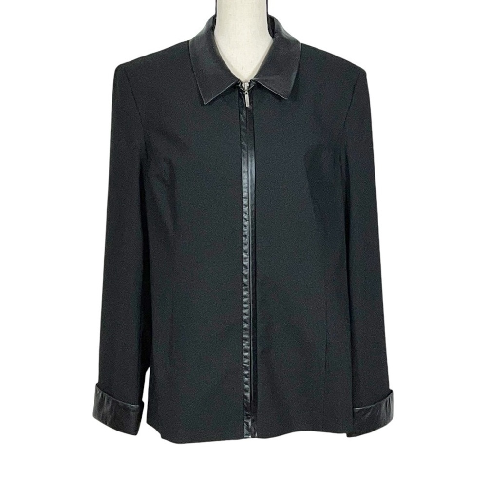 Alfani black leather trim blazer size 16 women’s